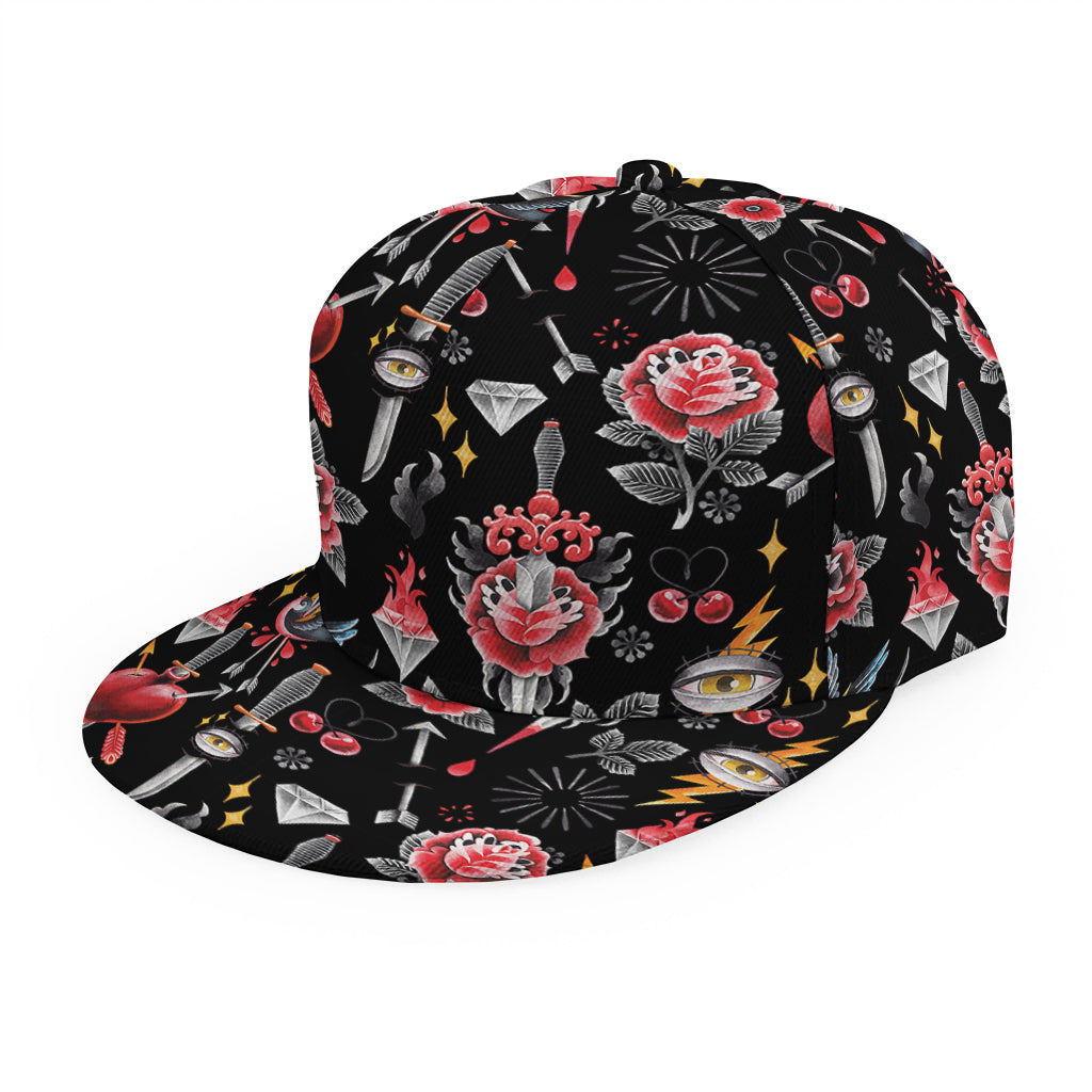 Watercolor Tattoo Print Snapback Cap