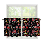 Watercolor Tattoo Print Tier Curtains