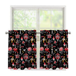 Watercolor Tattoo Print Tier Curtains