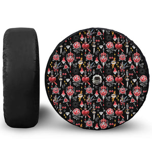 Watercolor Tattoo Print Tire Cover With Camera Hole