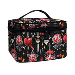 Watercolor Tattoo Print Travel Makeup Bag
