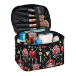Watercolor Tattoo Print Travel Makeup Bag