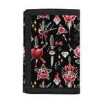 Watercolor Tattoo Print Trifold Wallet