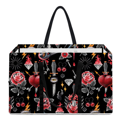 Watercolor Tattoo Print Utility Tote Bag