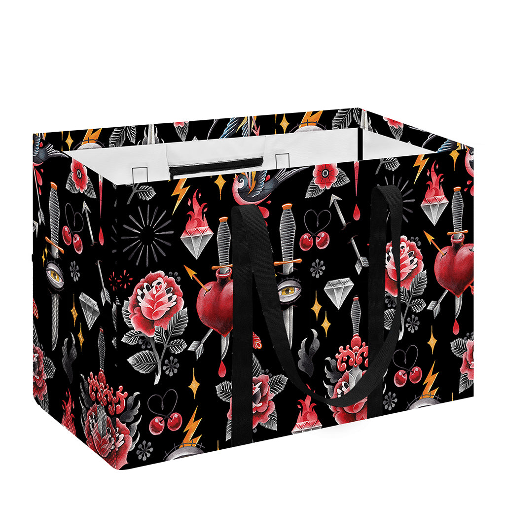 Watercolor Tattoo Print Utility Tote Bag