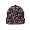 Watercolor Tattoo Print White Mesh Trucker Hat