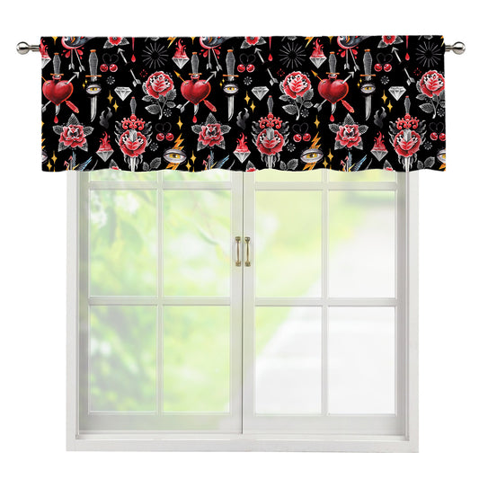 Watercolor Tattoo Print Window Valance
