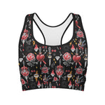 Watercolor Tattoo Print Women's Sports Bra