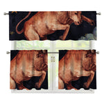 Watercolor Taurus Zodiac Sign Print 3 Piece Kitchen Curtains