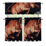 Watercolor Taurus Zodiac Sign Print 3 Piece Kitchen Curtains