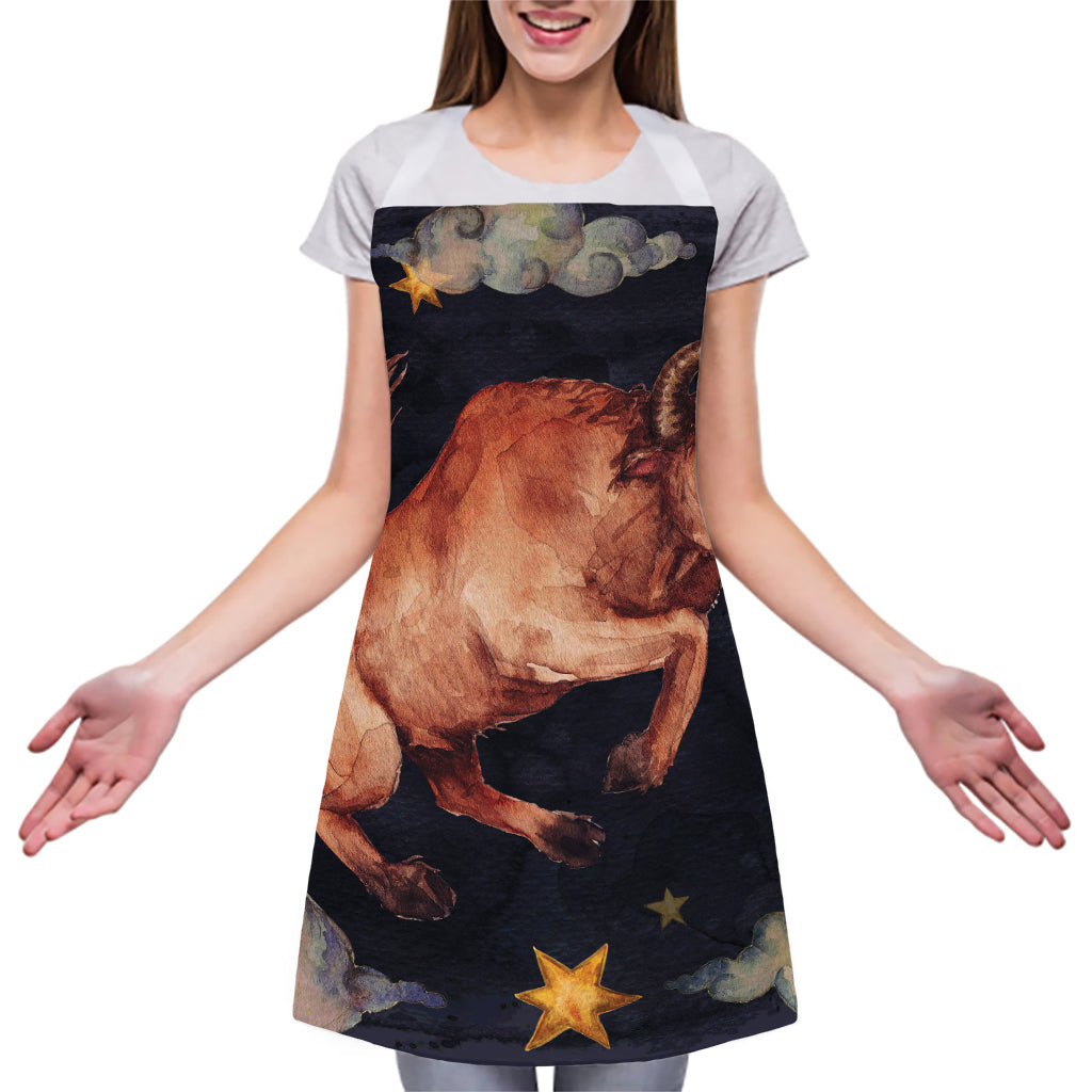 Watercolor Taurus Zodiac Sign Print Adjustable Apron