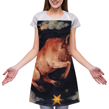 Watercolor Taurus Zodiac Sign Print Adjustable Apron