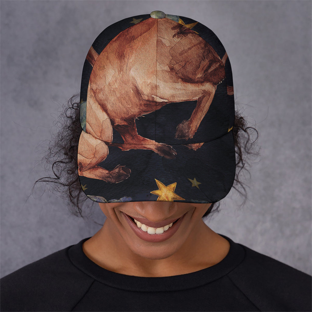 Watercolor Taurus Zodiac Sign Print Baseball Cap
