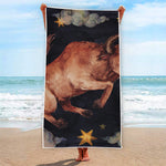 Watercolor Taurus Zodiac Sign Print Beach Towel