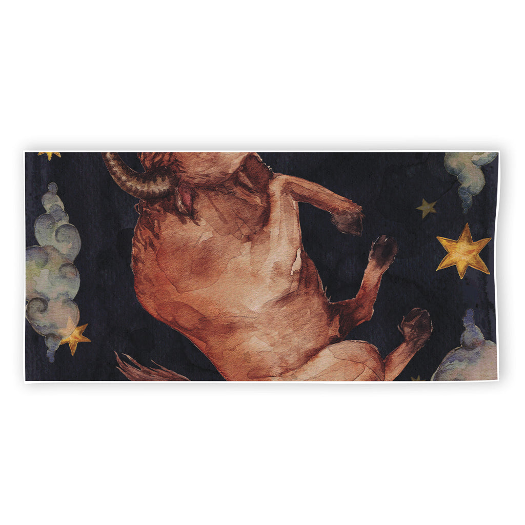 Watercolor Taurus Zodiac Sign Print Beach Towel