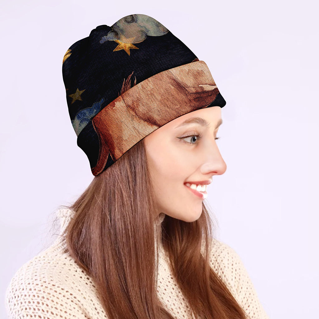 Watercolor Taurus Zodiac Sign Print Beanie