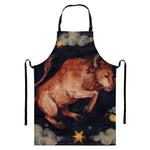 Watercolor Taurus Zodiac Sign Print Bib Apron With Pocket