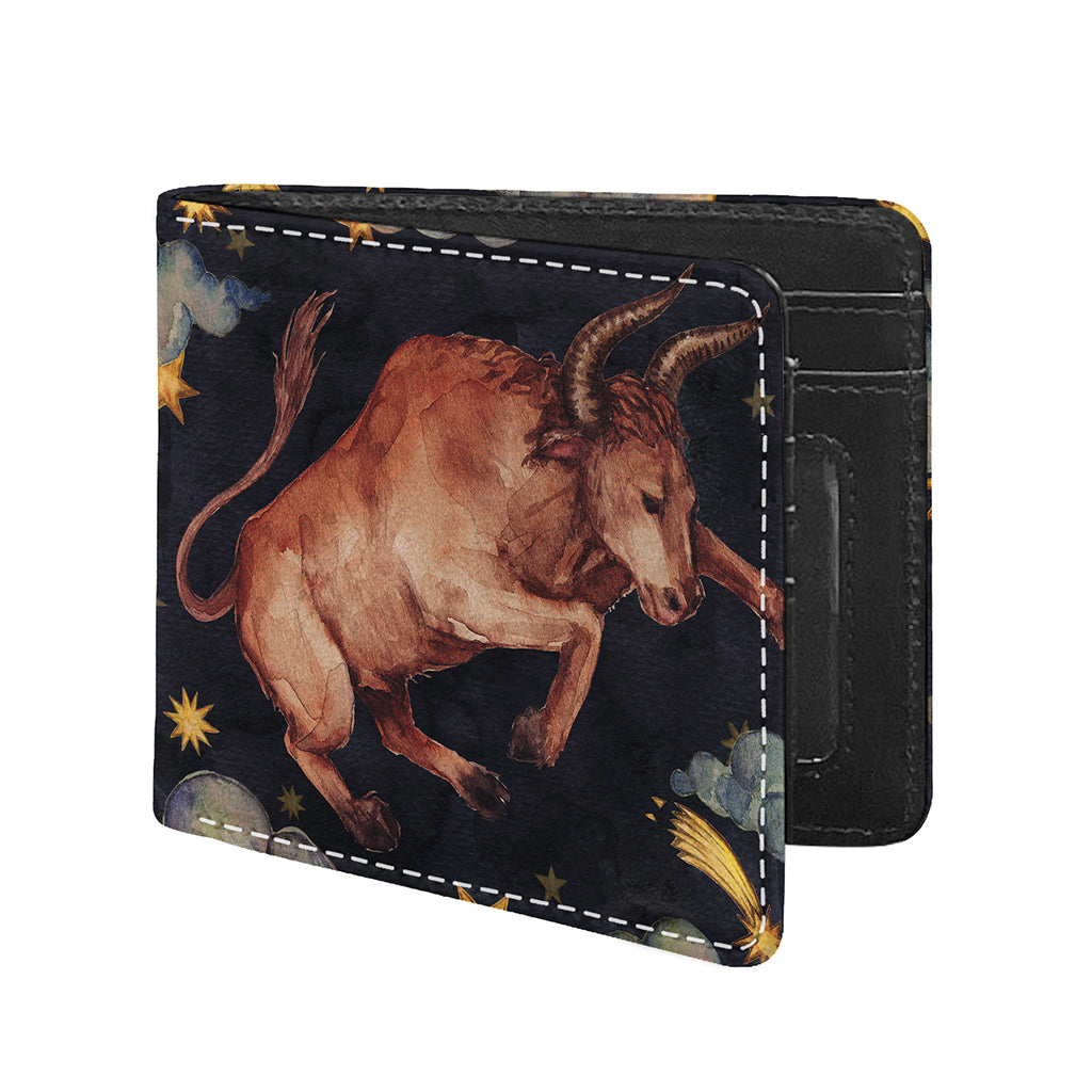 Watercolor Taurus Zodiac Sign Print Bifold Wallet