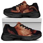 Watercolor Taurus Zodiac Sign Print Black Chunky Shoes