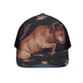 Watercolor Taurus Zodiac Sign Print Black Mesh Trucker Hat