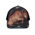 Watercolor Taurus Zodiac Sign Print Black Mesh Trucker Cap