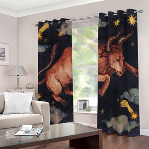 Watercolor Taurus Zodiac Sign Print Blackout Grommet Curtains