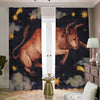 Watercolor Taurus Zodiac Sign Print Blackout Pencil Pleat Curtains