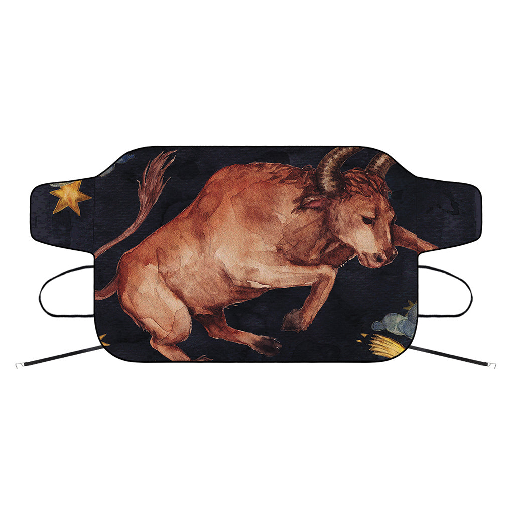 Watercolor Taurus Zodiac Sign Print Car Windshield Snow Cover