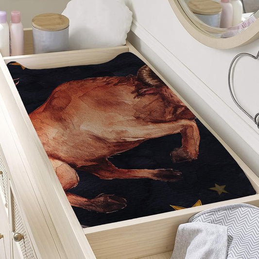 Watercolor Taurus Zodiac Sign Print Changing Pad Cover