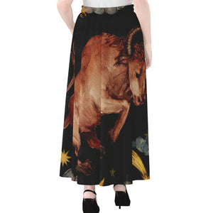 Watercolor Taurus Zodiac Sign Print Chiffon Maxi Skirt