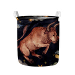 Watercolor Taurus Zodiac Sign Print Collapsible Laundry Basket