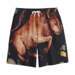 Watercolor Taurus Zodiac Sign Print Cotton Shorts
