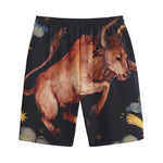 Watercolor Taurus Zodiac Sign Print Cotton Shorts