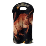 Watercolor Taurus Zodiac Sign Print Double Neoprene Wine Tote