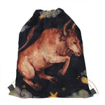 Watercolor Taurus Zodiac Sign Print Drawstring Bag