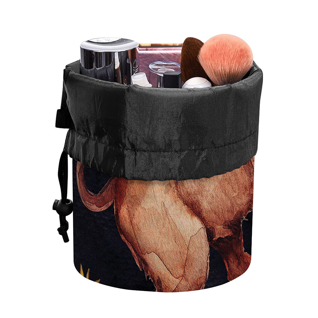Watercolor Taurus Zodiac Sign Print Drawstring Makeup Bag
