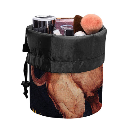 Watercolor Taurus Zodiac Sign Print Drawstring Makeup Bag