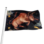 Watercolor Taurus Zodiac Sign Print Flag