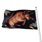Watercolor Taurus Zodiac Sign Print Flag