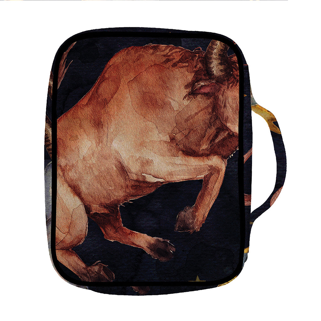 Watercolor Taurus Zodiac Sign Print Front Pocket Bible Bag