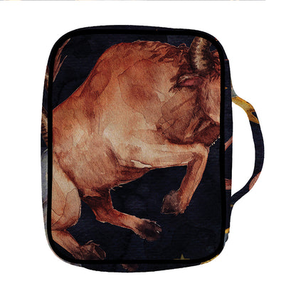 Watercolor Taurus Zodiac Sign Print Front Pocket Bible Bag