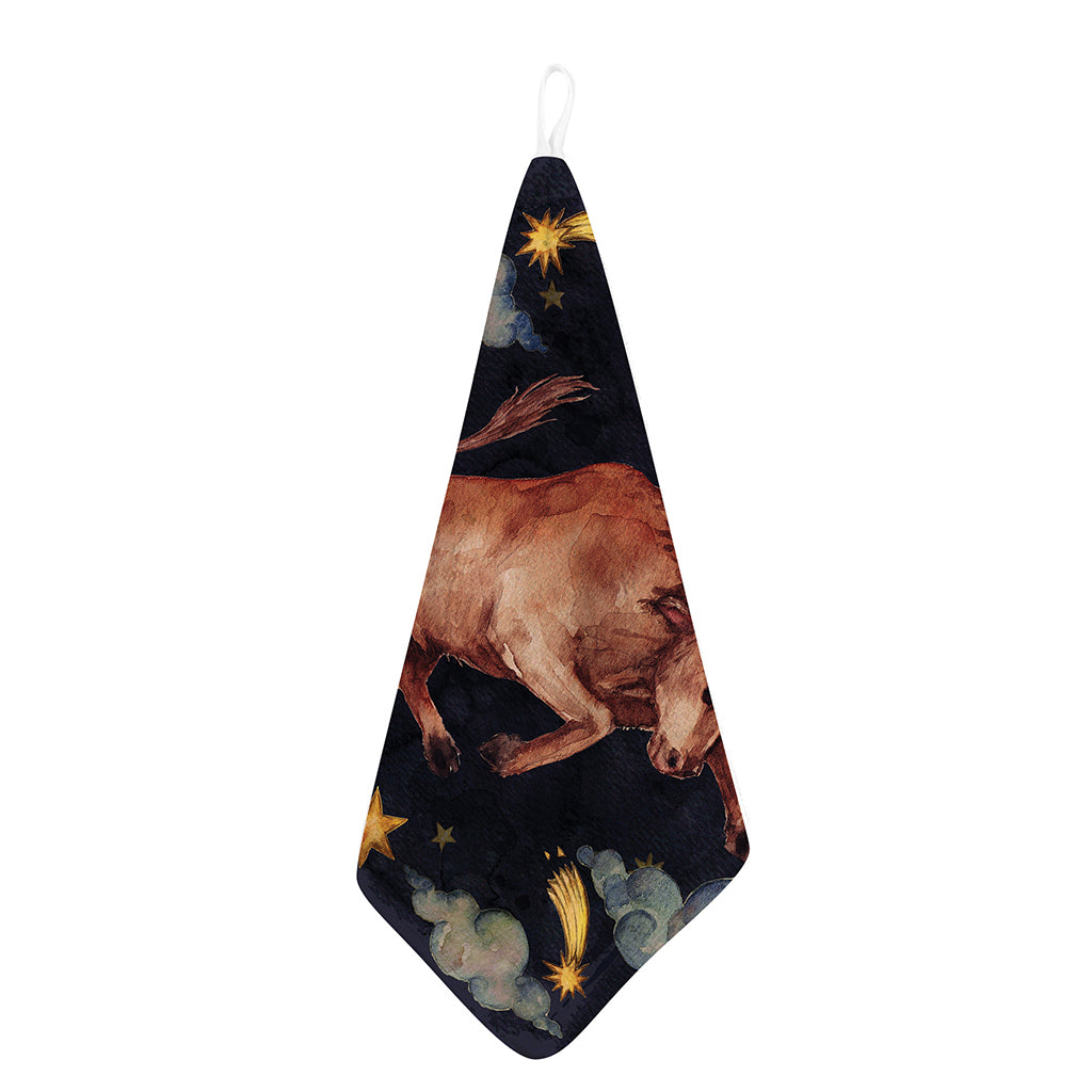 Watercolor Taurus Zodiac Sign Print Hand Towel