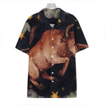 Watercolor Taurus Zodiac Sign Print Hawaiian Shirt