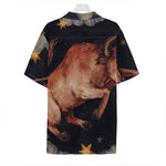 Watercolor Taurus Zodiac Sign Print Hawaiian Shirt