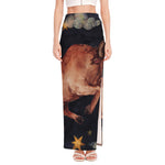 Watercolor Taurus Zodiac Sign Print High Slit Maxi Skirt