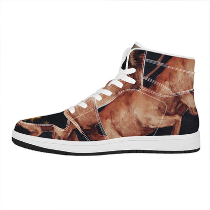 Watercolor Taurus Zodiac Sign Print High Top Leather Sneakers