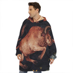 Watercolor Taurus Zodiac Sign Print Hoodie Blanket
