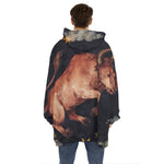 Watercolor Taurus Zodiac Sign Print Hoodie Blanket
