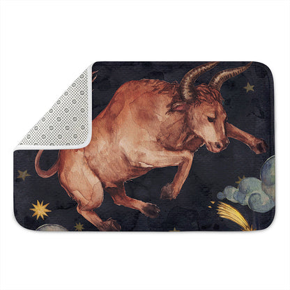 Watercolor Taurus Zodiac Sign Print Indoor Door Mat