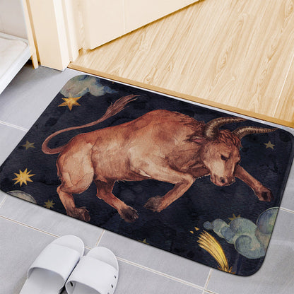 Watercolor Taurus Zodiac Sign Print Indoor Door Mat